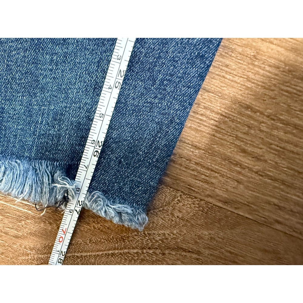 Free People Embroidered Peacock Skinny Jeans Blue Denim Raw Hem Size 27 - Picture 12 of 12